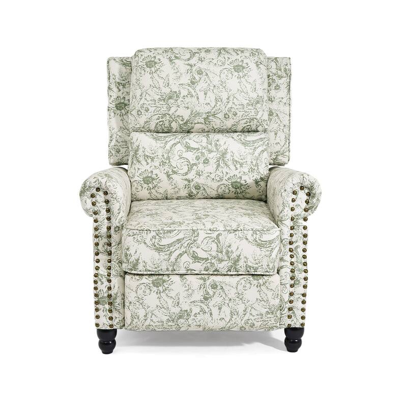 2 Set Manual Pushback Recliner Chair with Nailhead Trim