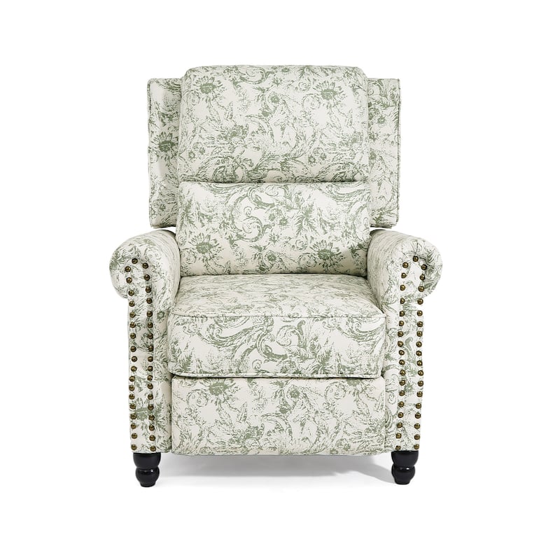 2 Set Nail-head Padded Seat Pushback Recliner Chair