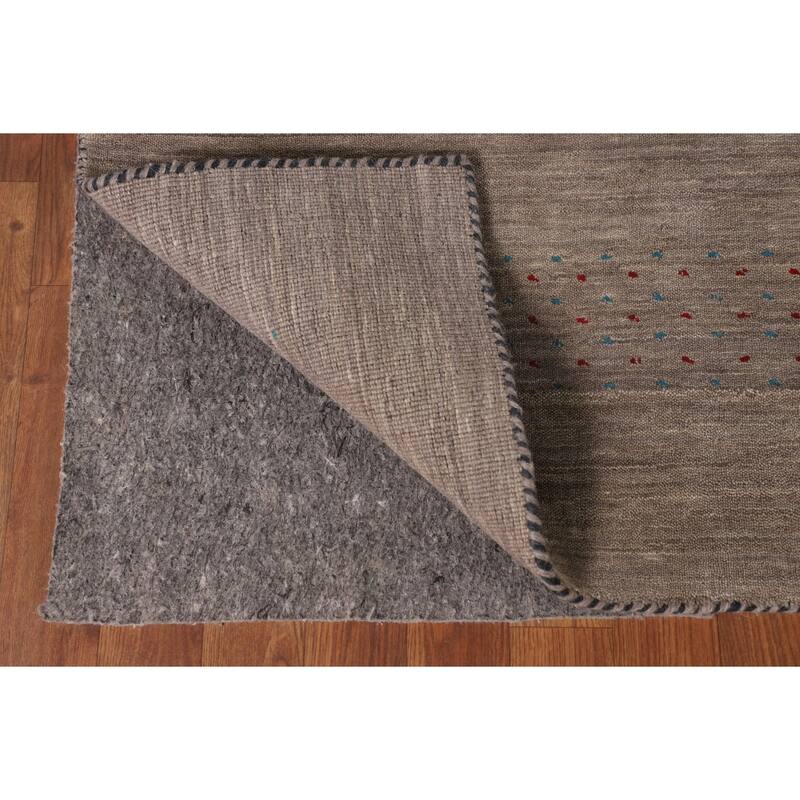 Brown Gabbeh Area Rug Handmade Oriental Wool Carpet - 6'8"x 9'9"