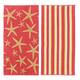 Luxurious Cotton Printed Beach Towel - Starfish - Coral / Yellow