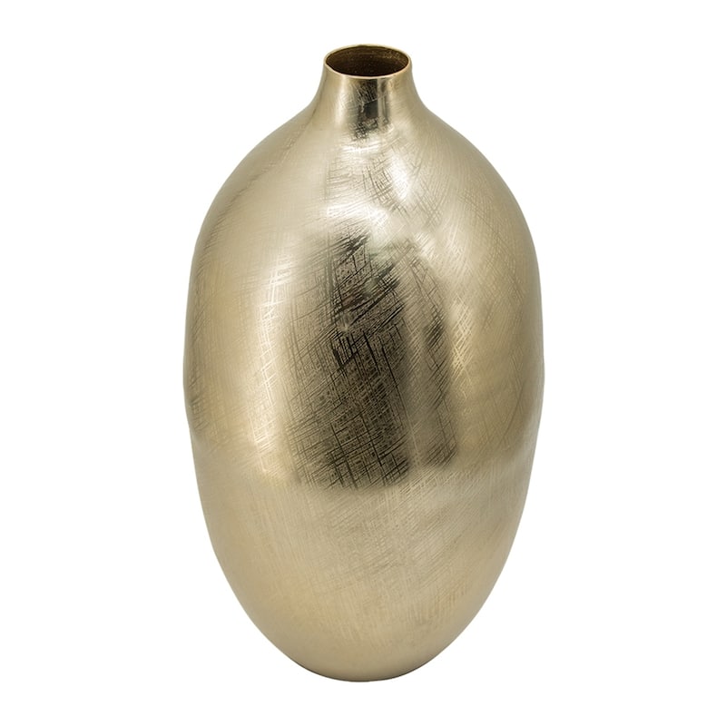 8.5x8.5x18.5" Aluminum Vase, Gold Streaks