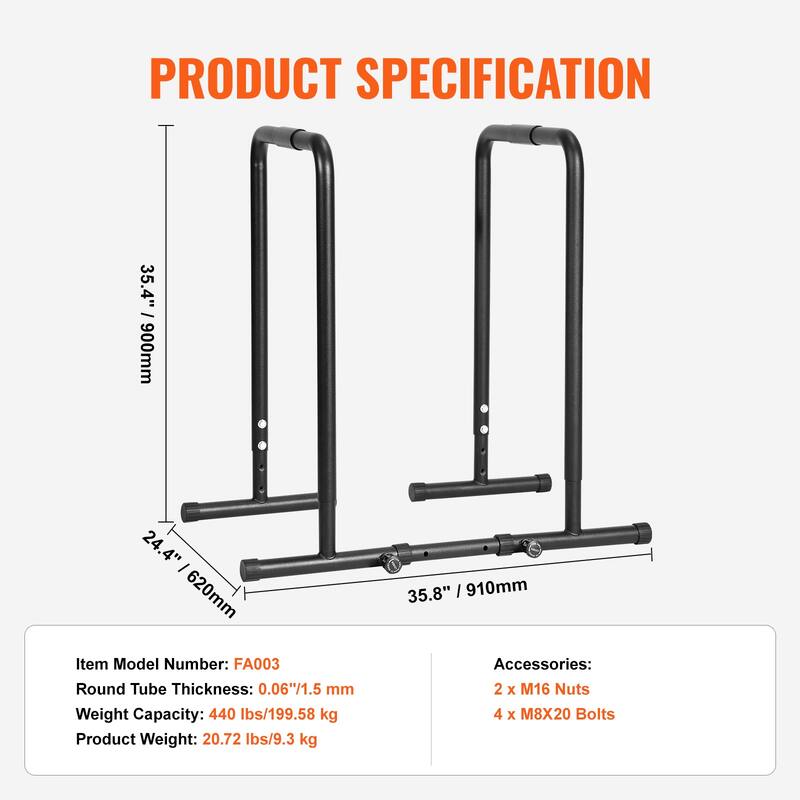 Dip Bar Parallel Bars for Strength Training Home Gym