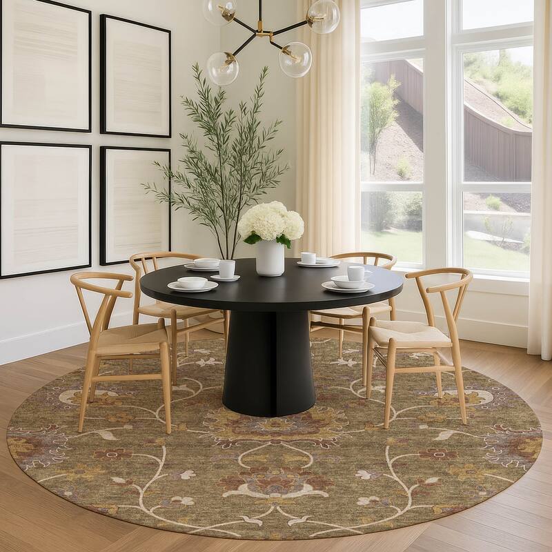 Machine Washable Indoor/ Outdoor Traditional Luna Chantille Rug