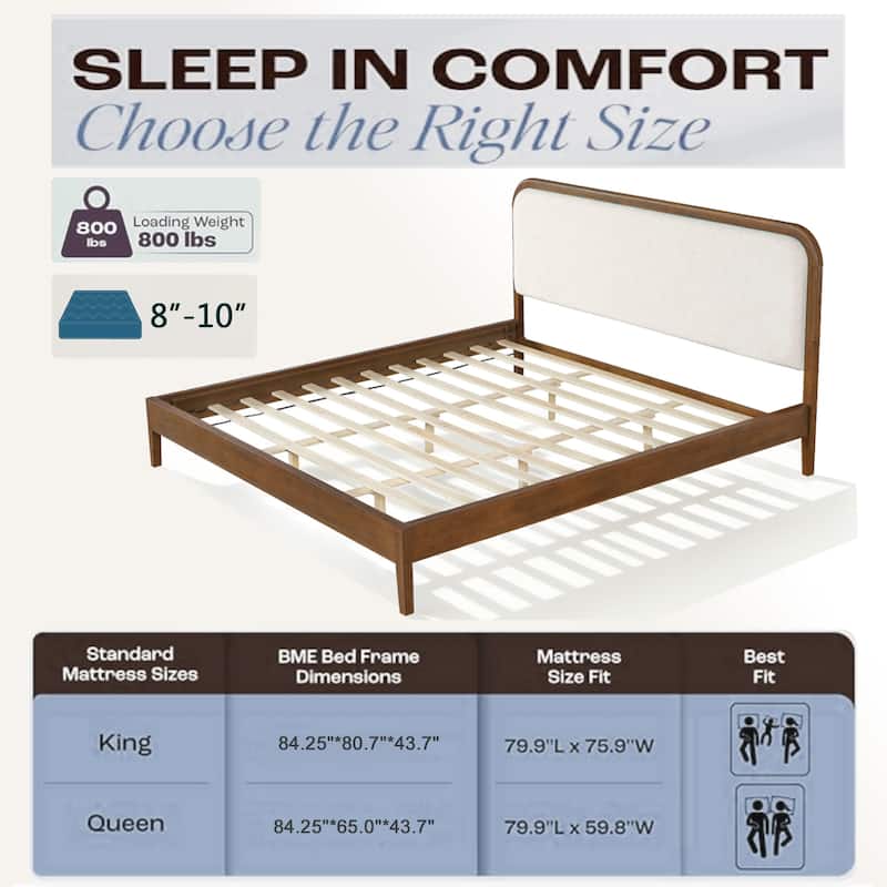 Christopher Knight Home - Oakmere Modern Solid Wood Platform Bed with Upholstered Headboard