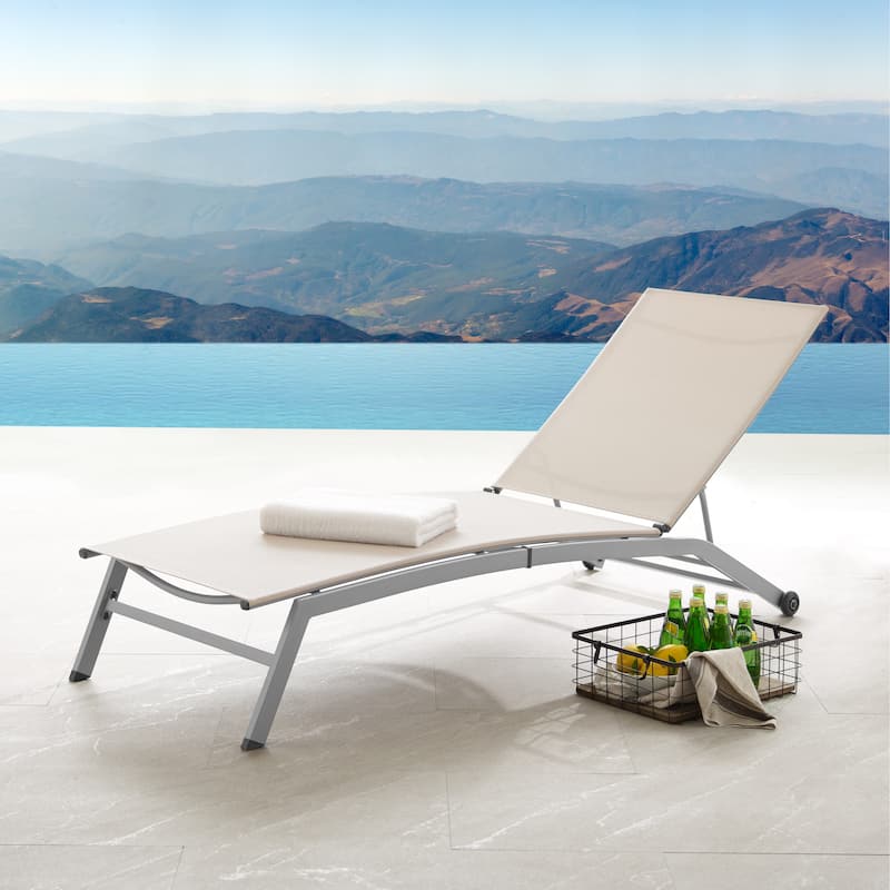 Corvus Antonio Outdoor Contemporary Sling-Fabric Adjustable Chaise Lounge