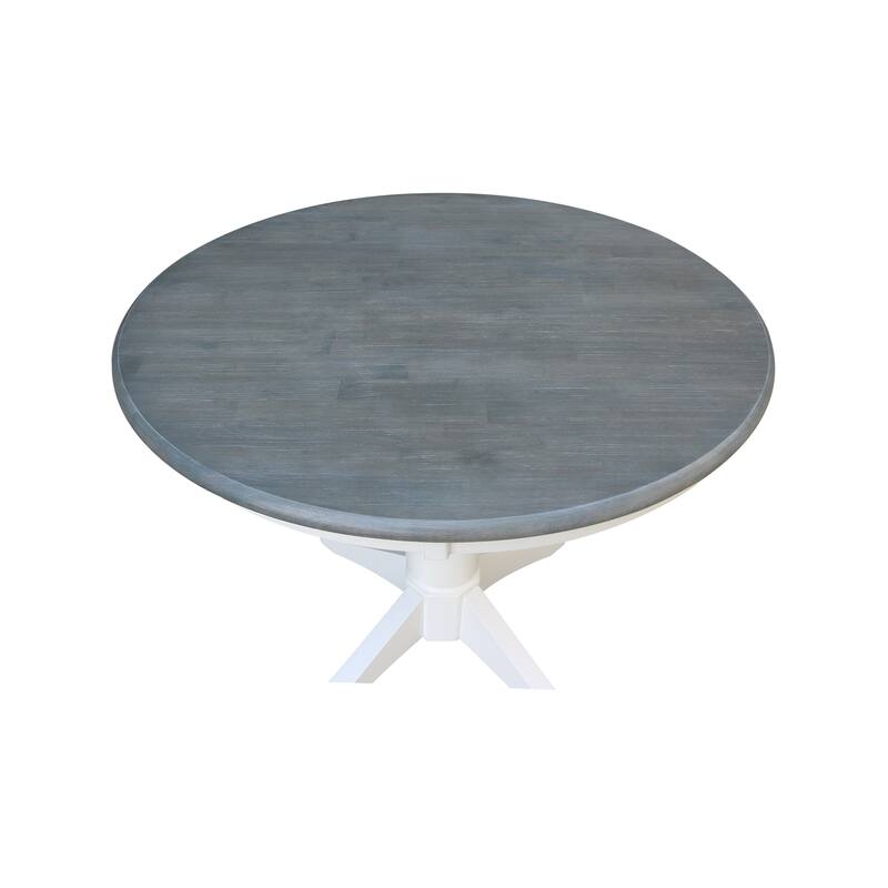 36" Round Top Pedestal Table - White/Heather Gray - N/A