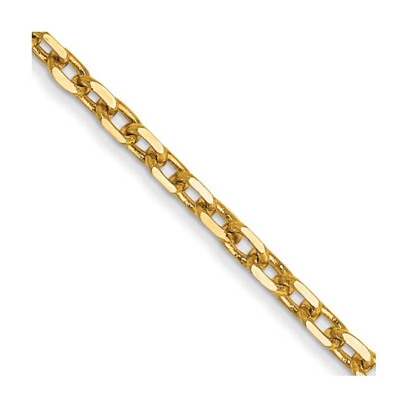 Curata 14k Yellow Gold Solid 1.8mm Diamond Cut Cable Chain Necklace (Lobster) Options: 16 18 20