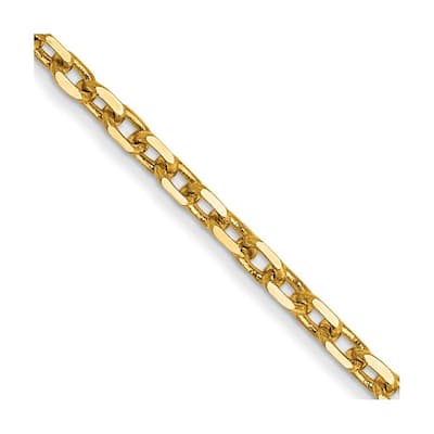 Curata 14k Yellow Gold Solid 1.8mm Diamond Cut Cable Chain Necklace (Lobster) Options: 16 18 20