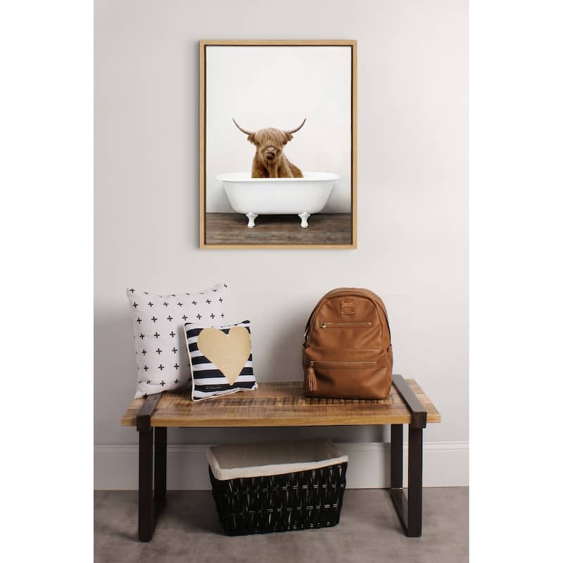 Kate and Laurel Sylvie Highland Cow Tub Framed Canvas by Amy Peterson