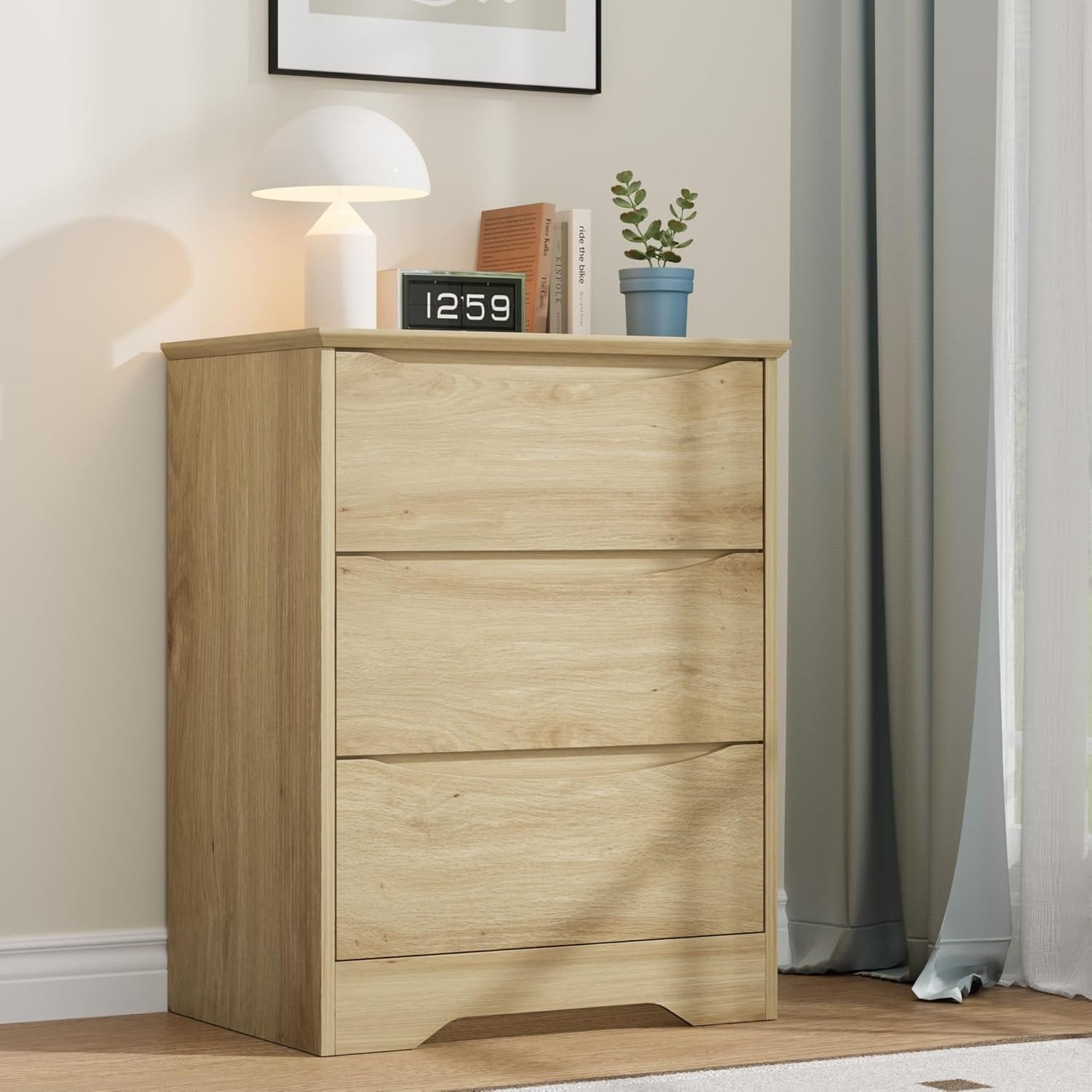 Wooden 3-Drawer Dresser, Tall Modern Storage Chest with Wide Top for Bedroom, Living Room, Hallway, Kids Room, Black
