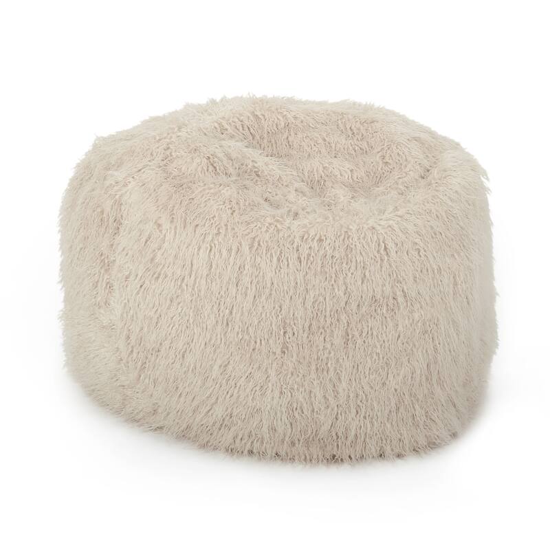 5 Foot Rounded Faux Fur Bean Bag - taupe