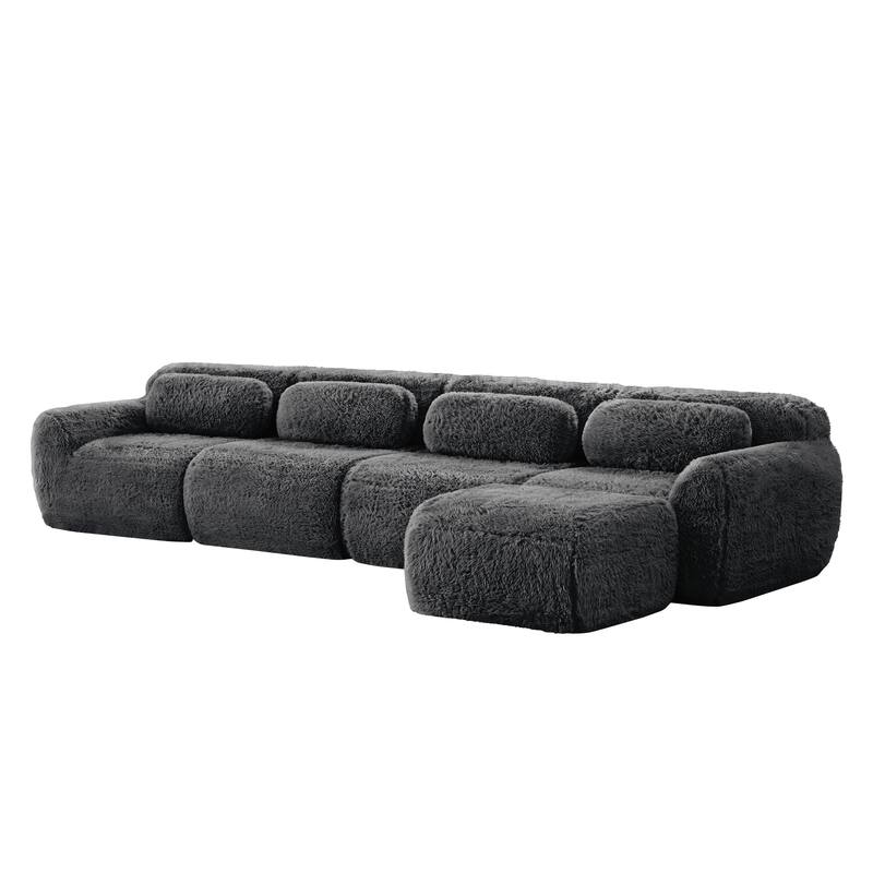 148.8 Inch Modular Couch with Ottoman, Comfy Couches, L Shaped 4 Seat Sofa, Modern Sectional Couches for Living Room