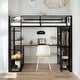 preview thumbnail 1 of 9, 70"High Metal Full Size Loft Bed with MDF Shelves and Open Mesh Wardrobe Black