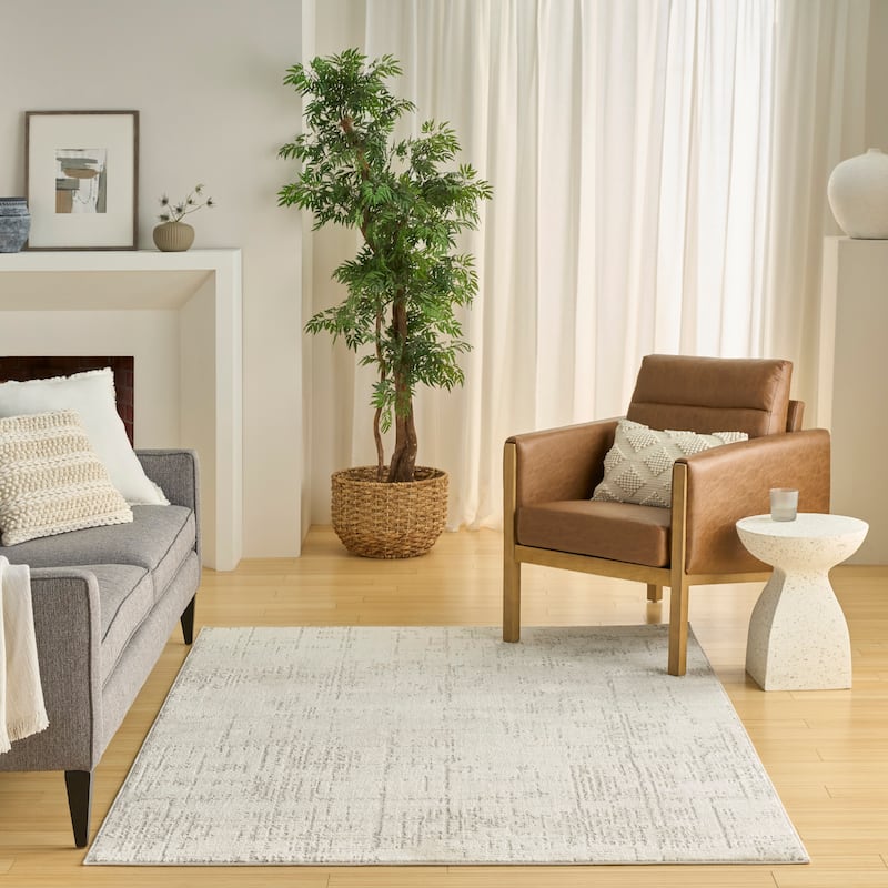 Nourison Ivory Hues Indoor only Cream / Ivory Abstract Area Rug