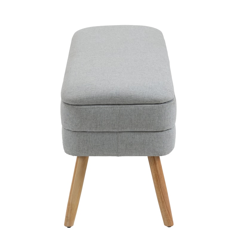 Modern Cotton/Linen Oversize Ottoman Bench with Wood Legs
