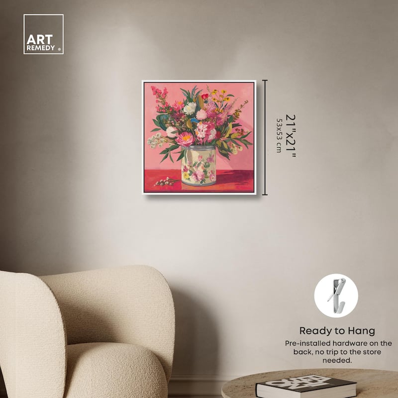 Pink Floral Tin Canvas by Art Remedy