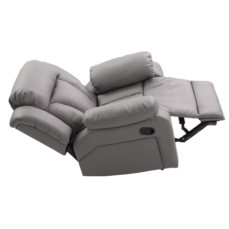 Faux Leather Upholstered Reclining Chair with Padded Arms - 41" - Gray