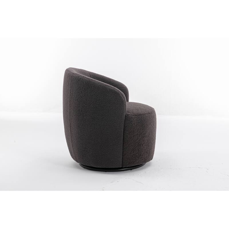 Wool Swivel Barrel Chair with 360° Rotation & Metal Base