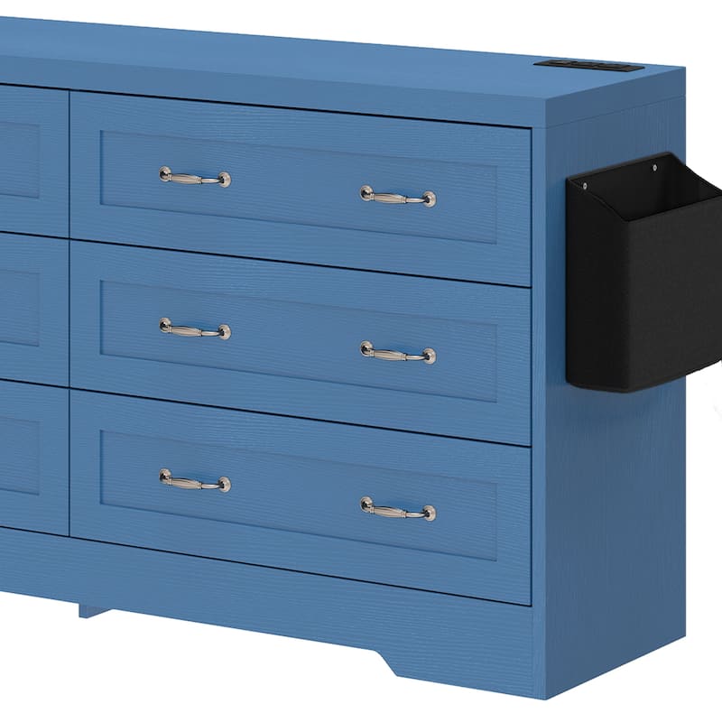Moasis 6 Drawer Mid Century Modern 59" W Double Dresser