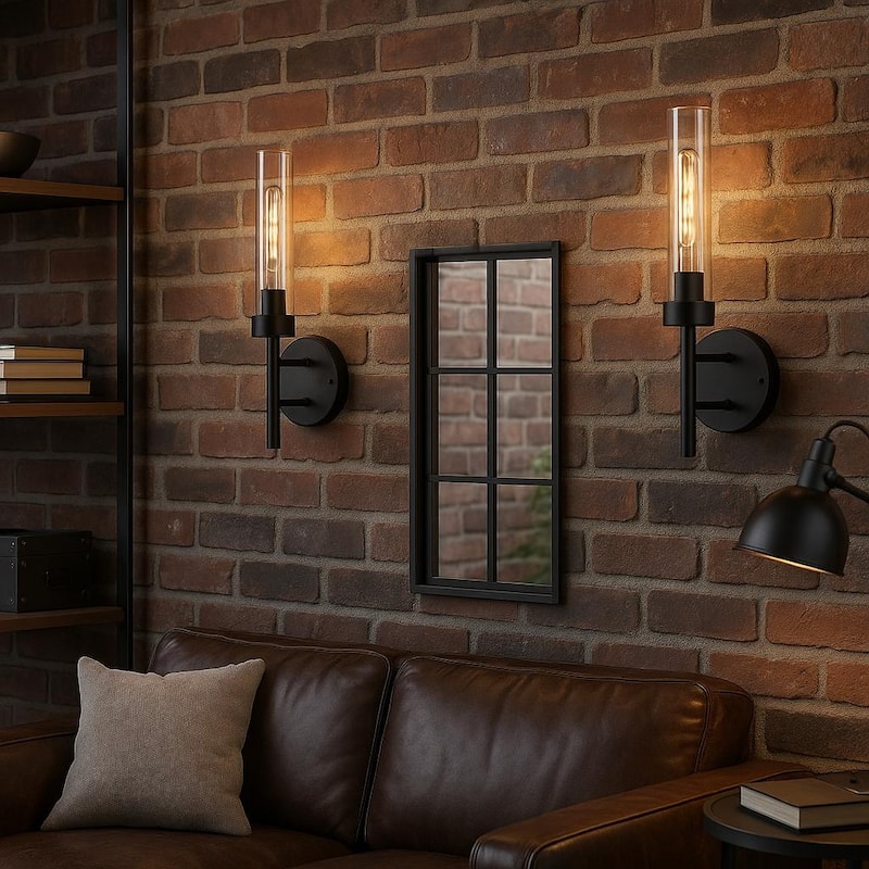 Modern Wall Sconce 2-Pack Wall Lighting Glass Lampshade