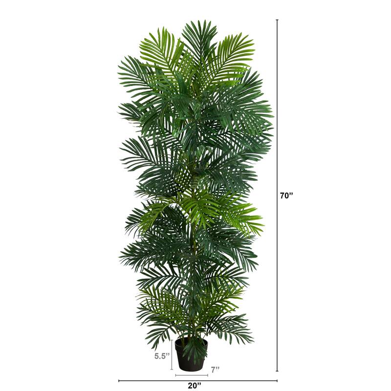 70In Palm Tree Indoor Outdoor Tropical Decor - UV Resistant Artificial Tree for Home Office Living Room - Green