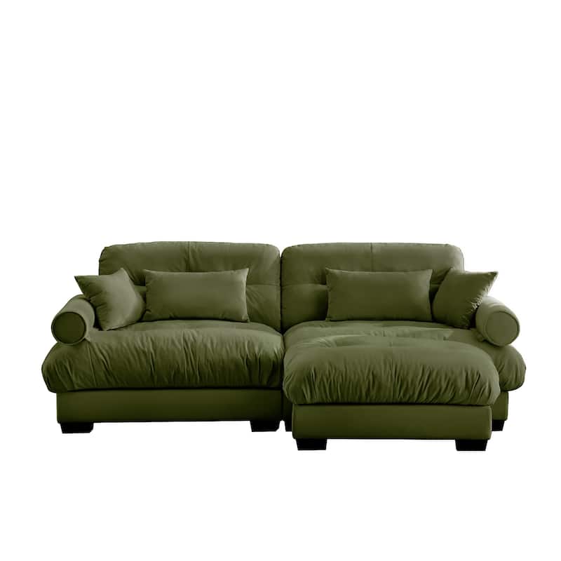 Modern 2-seater Loveseat Sofa with Ottoman & Pillows