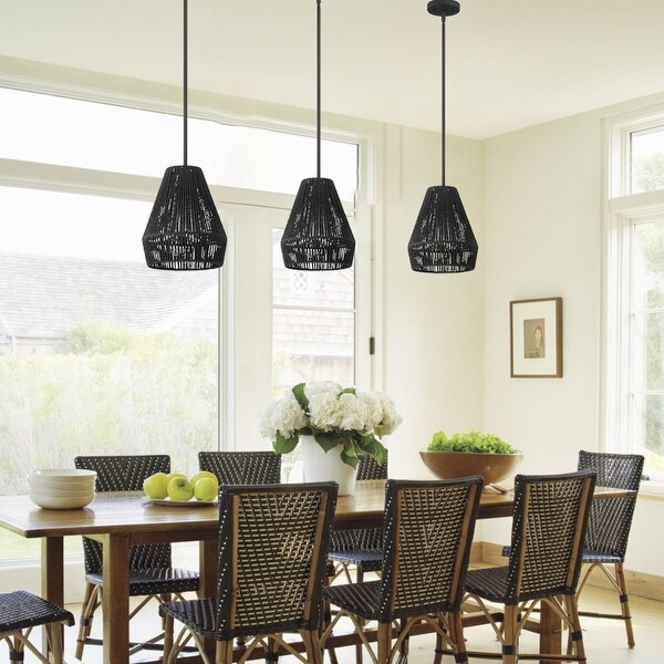Black woven pendant light discount