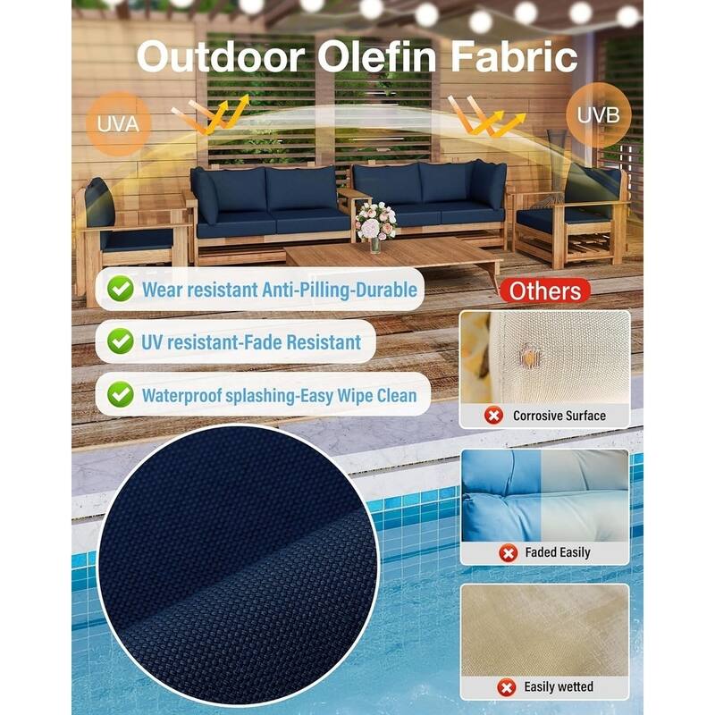 WINSOON 14 Piece Outdoor Furniture Replacement Cushions,Patio Seat Cushions