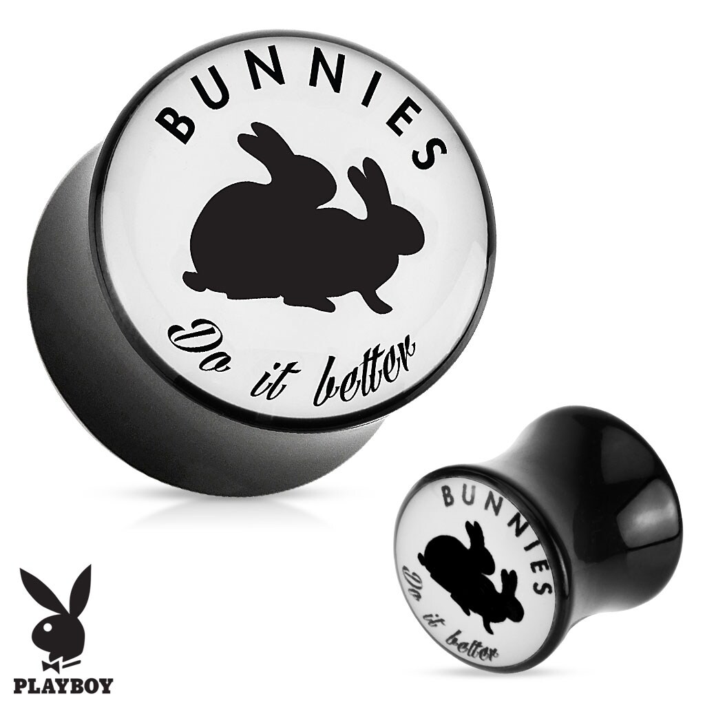 Inspiration Dezigns Bunny Thrills Playboy Exclusive Pattern Black Acrylic Saddle Plug