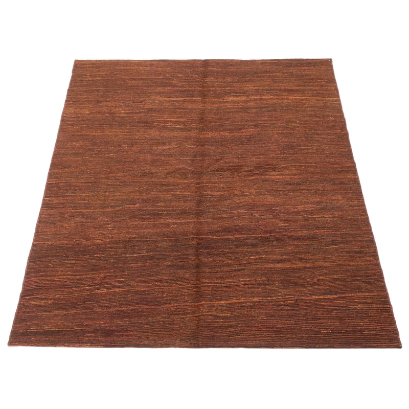 ECARPETGALLERY Flat-Weave Natural Brown Wool Tapestry Kilim - 4'6 x 6'4
