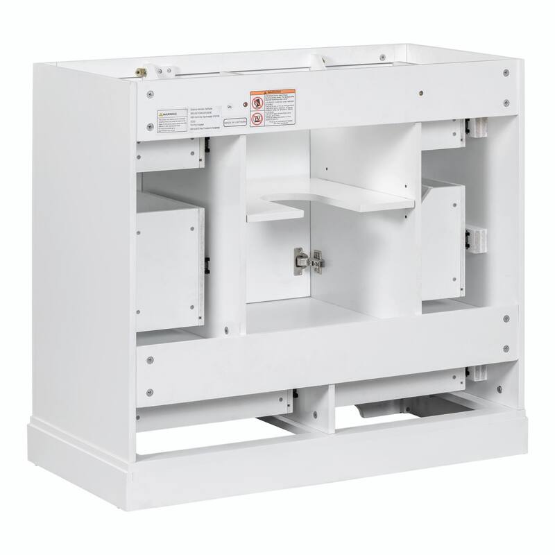 36" Bathroom Vanity with Sink Combo: Six Drawers, Multi-Functional Divider, Adjustable Shelf