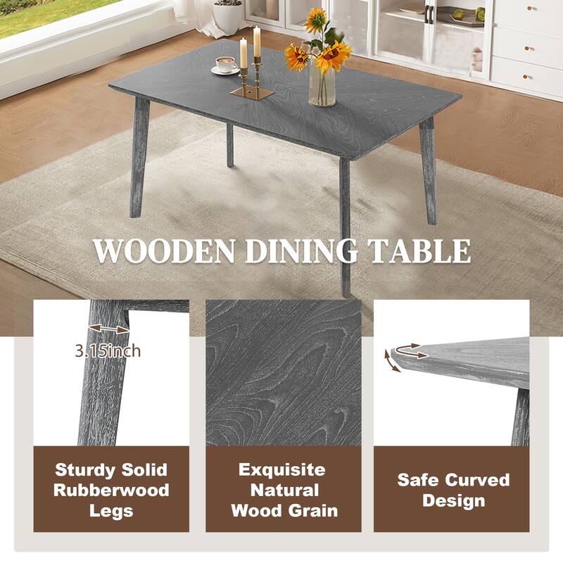 5 Piece Solid Wood Dining Table Set, Rectangular Table with 4 Chairs, Kitchen Dining Table & Chair Set for 4 Persons