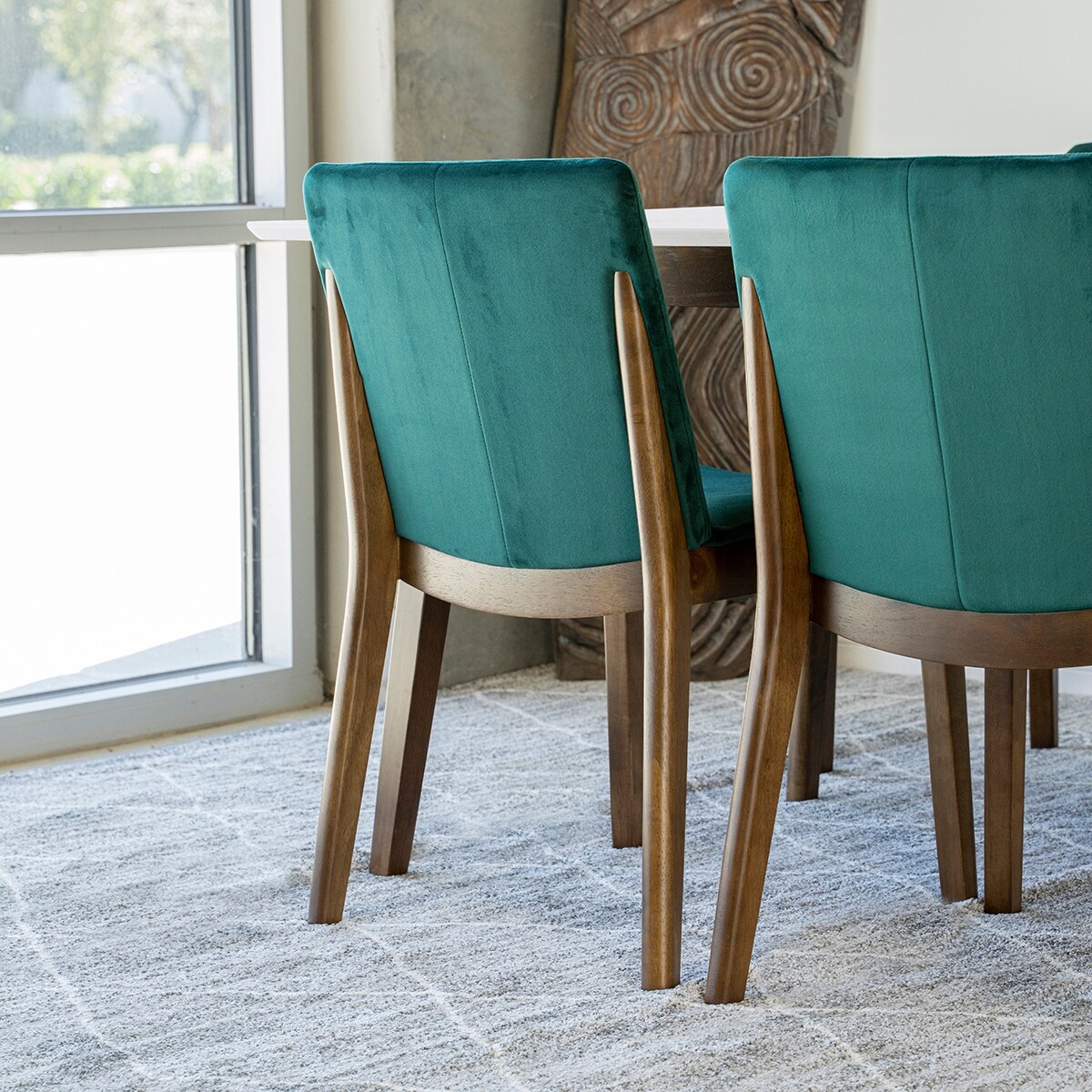 Donovan Mid Century Modern 5 Piece Solid Wood White Dining Room