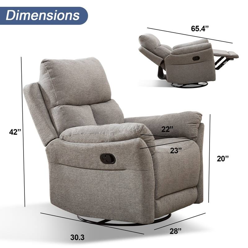 Manual Fabric Overstuffed Soft Rocking Recliner Chairs Sofa for Living Room