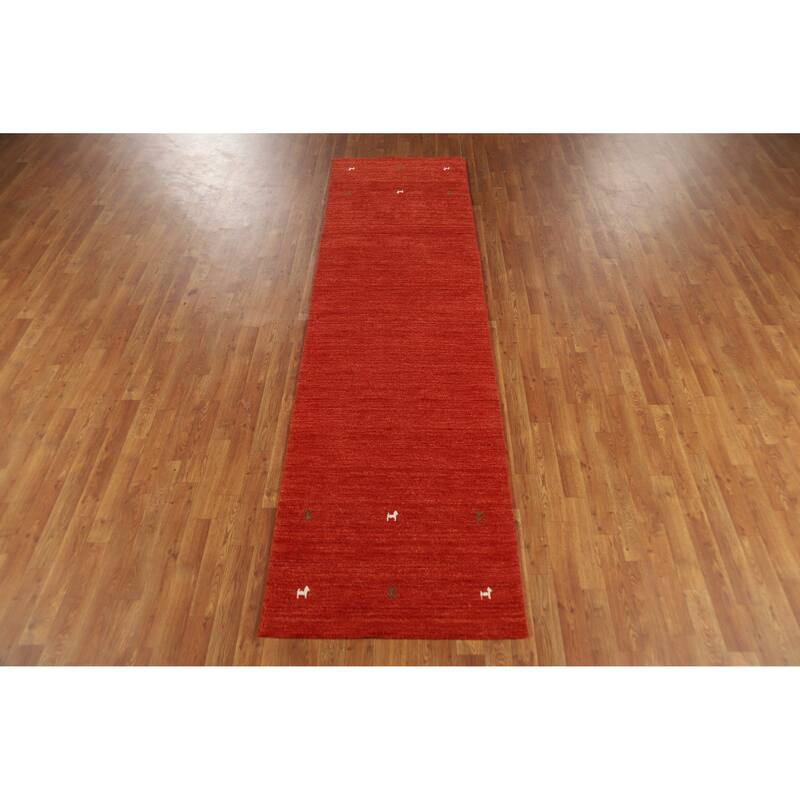 Tribal Gabbeh Indian Runner Rug Hand-Knotted Modern Wool Carpet - 2'8" x 9'10"