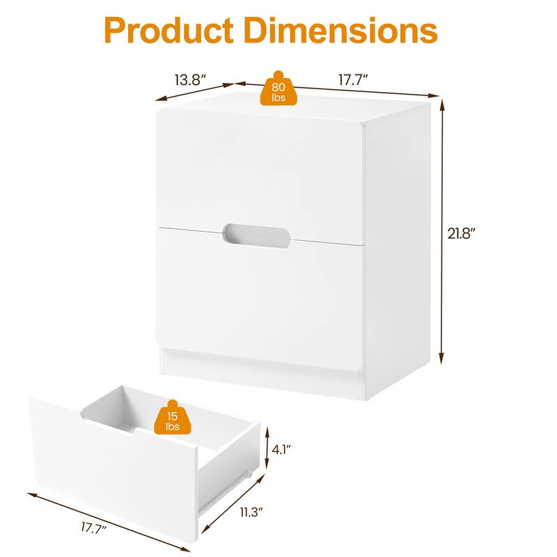 Handless Nightstand Set of 2 with 2 Drawers