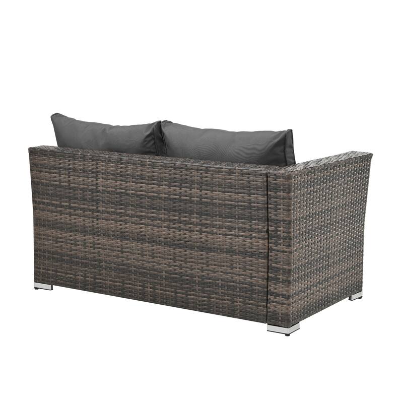 Seasonal PE Furniture, 4 piece Wicker set With Tempered Glass Coffee Table