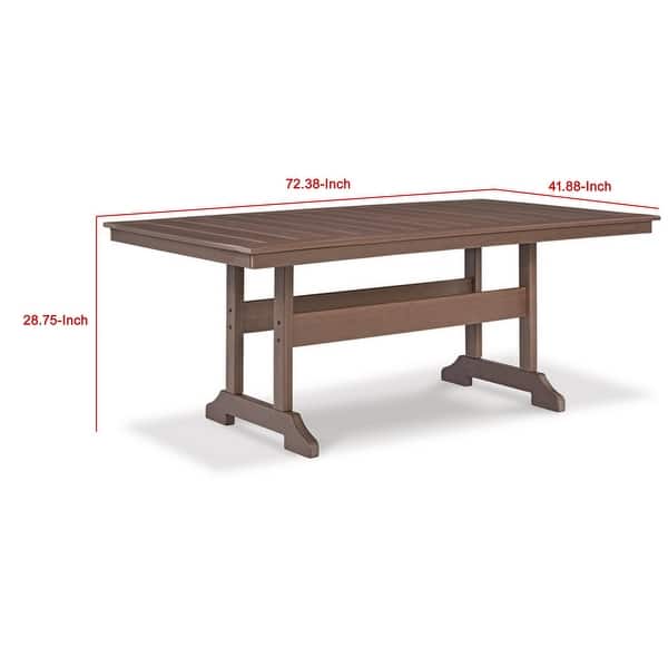 72 Inch Rectangular Outdoor Dining Table, Slatted Tabletop Brown ...