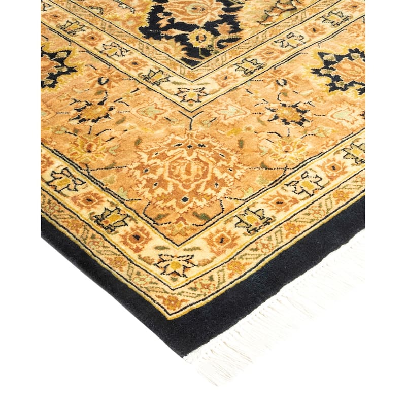 Overton Handknotted Wool Traditional Oriental Black Area Rug - 6' x 9'