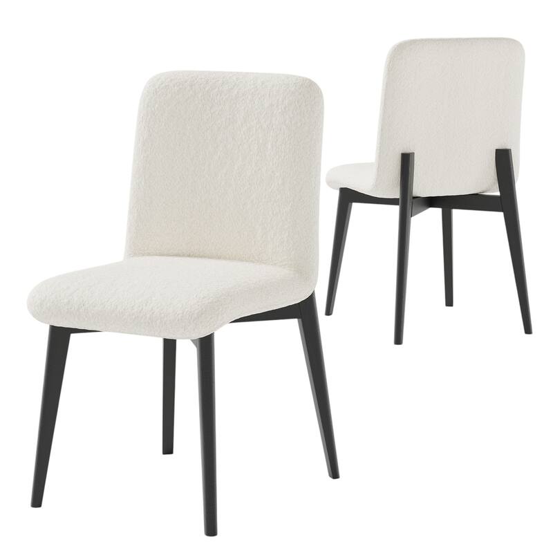 HomeRoots Set of Two White and Black Upholstered Boucle Dining Side Chairs - 23' X '32' X '18.5
