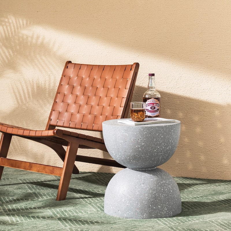 Glitzhome 18"H Modern MGO Faux Terrazzo Garden Stool Planter Stand - 15.75"L X 15.75"W X 17.75"H - Grey
