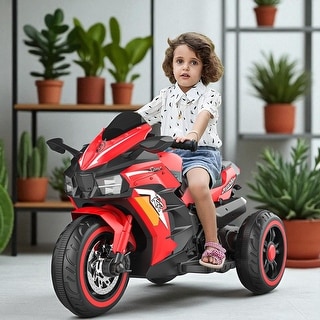 Electric Ride-On Motorcycle for Kids 3-6 Years Old, 12V, USB, MP3, LED Lights & Shock Absorbers