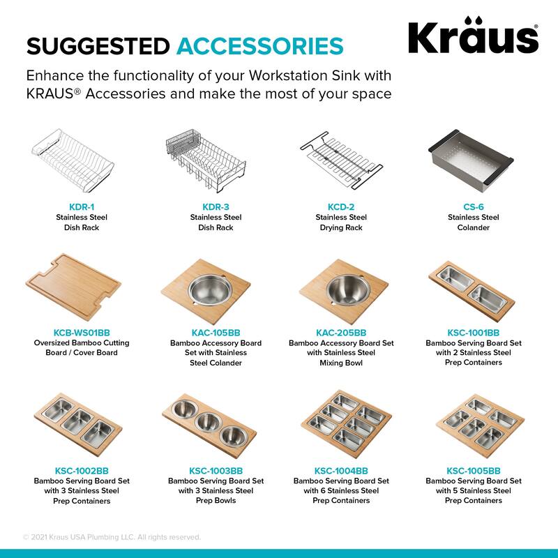 Kraus KWU100-23L Kore 23" Undermount Single Basin Stainless Steel
