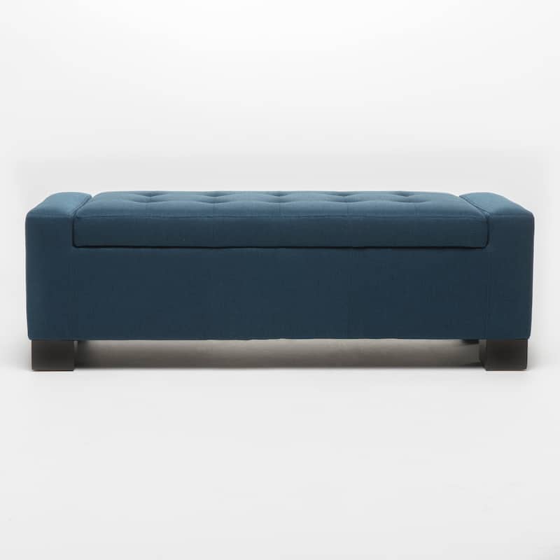 50.25" Storage Bench, Storage Ottoman Bench with Safety Hinge, Upholstered Entryway Bench with Seating for Bedroom