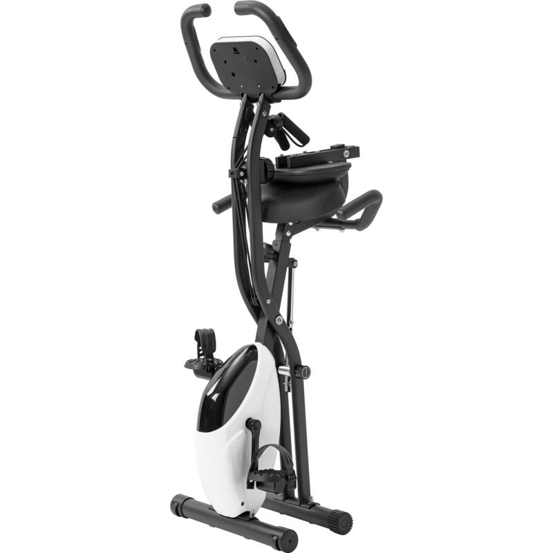 Folding Exercise Bike, Fitness Upright and Recumbent X Bike with 10 Level Adjustable Resistance, Arm Bands and Backrest
