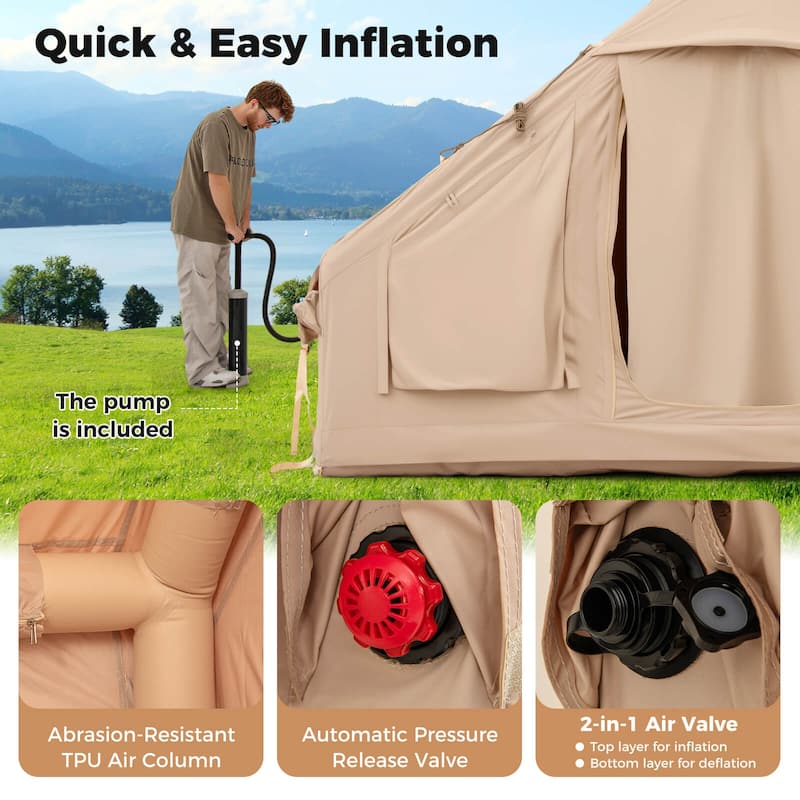 Costway 4-6 People Inflatable Tent with 4 Mesh Screen Windows 2 Doors - See Details