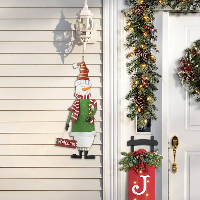 Glitzhome 36"H Metal Snowman or Santa Yard Stake Standing Decor Wall Decor