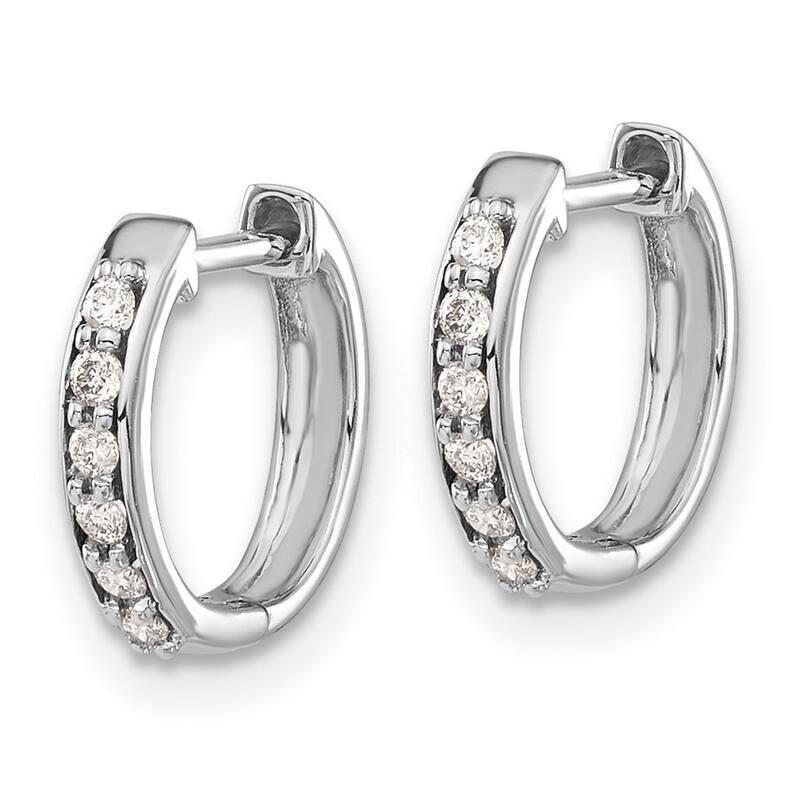 Curata 14k White Gold Solid Open back Diamond Hoop Earrings - 11x12mm Wide 2mm Thick