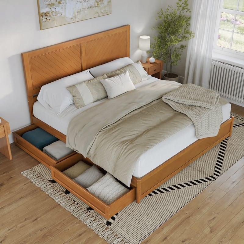 Clayton Platform Bed with Panel Footboard and Storage Drawers