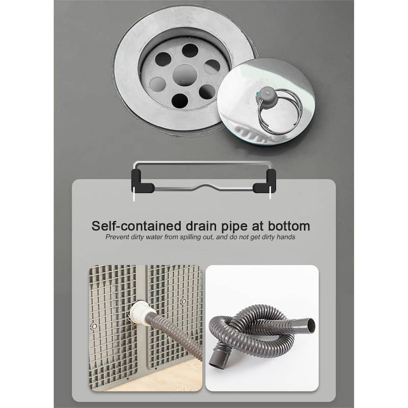 Multi-Function Stainless Steel Mop Bucket Set with Drain Hose and Foldable Hooks